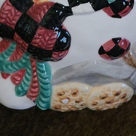 Vintage Kitchen Food Containers, World Bazaars Winter Snowman Ceramic Cookie Jar - Picture 8 of 9